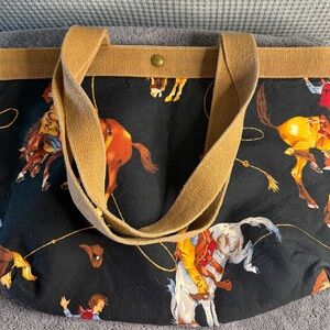 Cowboy Print Tote Bag - Black and Tan
